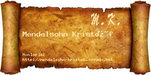 Mendelsohn Kristóf névjegykártya